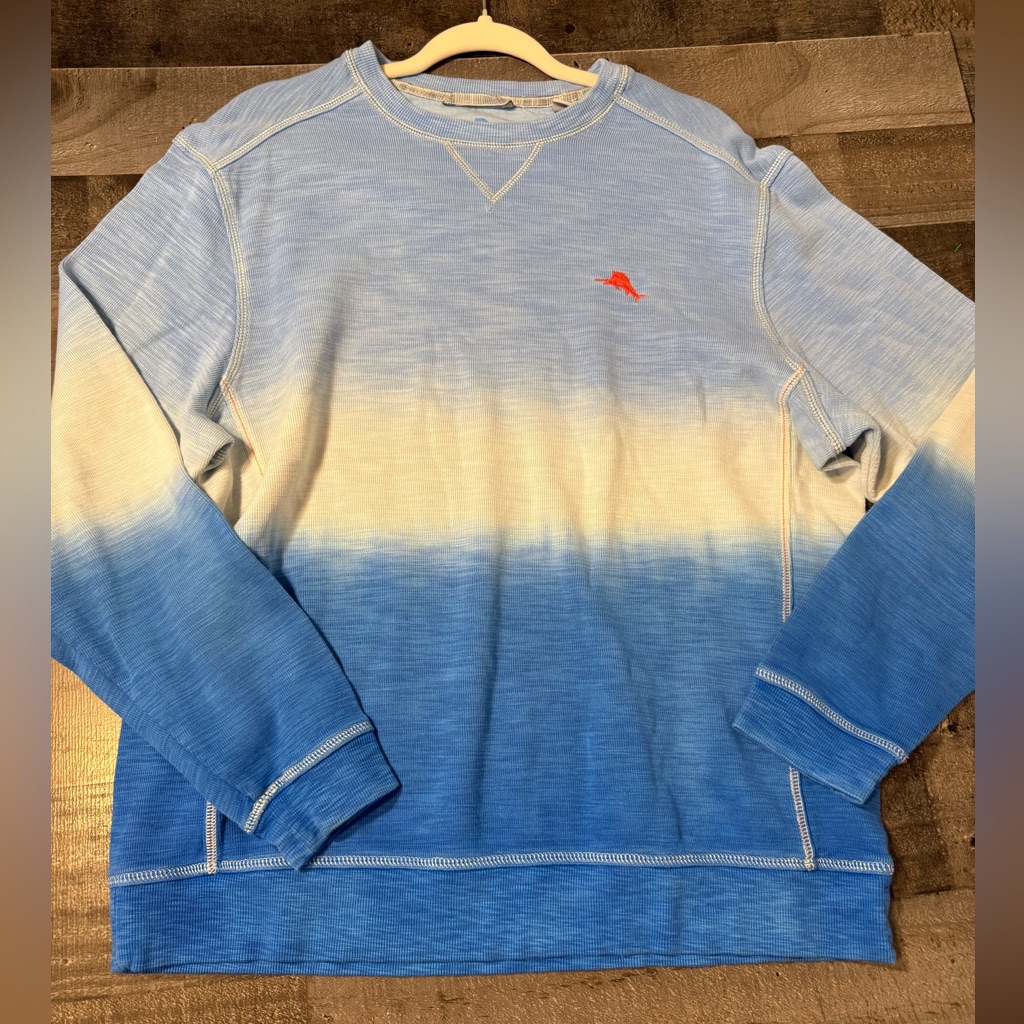 Tommy Bahama Coastal Ombre Blue Crewneck Sweatshirt Pullover Size Large